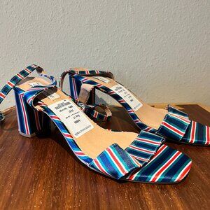 🌈 Vintage Havana Striped Chunky Heel – Size 11